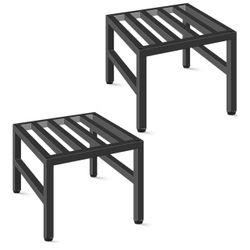 2pcs Heavy Duty Wrought Iron Pedestal Stands Metal Plant Stand for Indoor Outdoor, Sturdy Low Flower Stand Display Planter Shelf,, Black