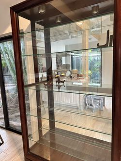 Wood and Glass Display Cabinet with Shelves