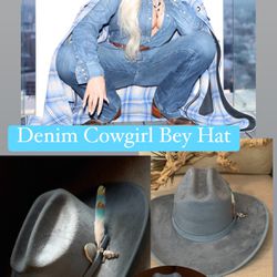 The most Wanted Cowgirl hat Beyoncé Denim Blue Medium