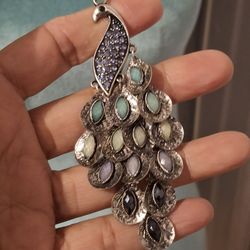 Peacock Pendant Long Necklace 