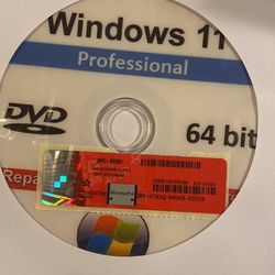 Window 11 Pro 64 Bit DVD & Lifetime  License Key 1pc.    With Window Driver Cd