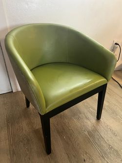 Green Faux Leather and fabric accent chair