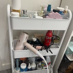 White 3 Shelf Storage Cart With Wheels
