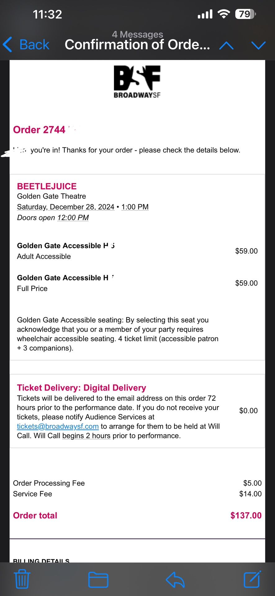 Beetlejuice tickets-Saturday Matinee