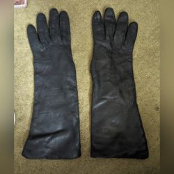 12" Black Leather Evening Gloves