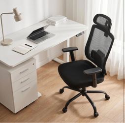Ergonomic Office Chair with Headrest, Mesh Office Chair for Long Sitting, Comfortable Desk Chair with Arms, Adjustable Swivel Computer Chair for Home 