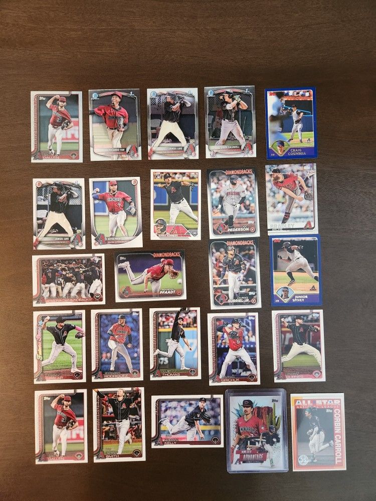 24 ARIZONA DIAMONDBACKS BASEBALL CARDS, 2024 TOPPS, BOWMAN, CARROLL HOME FIELD ADVANTAGE