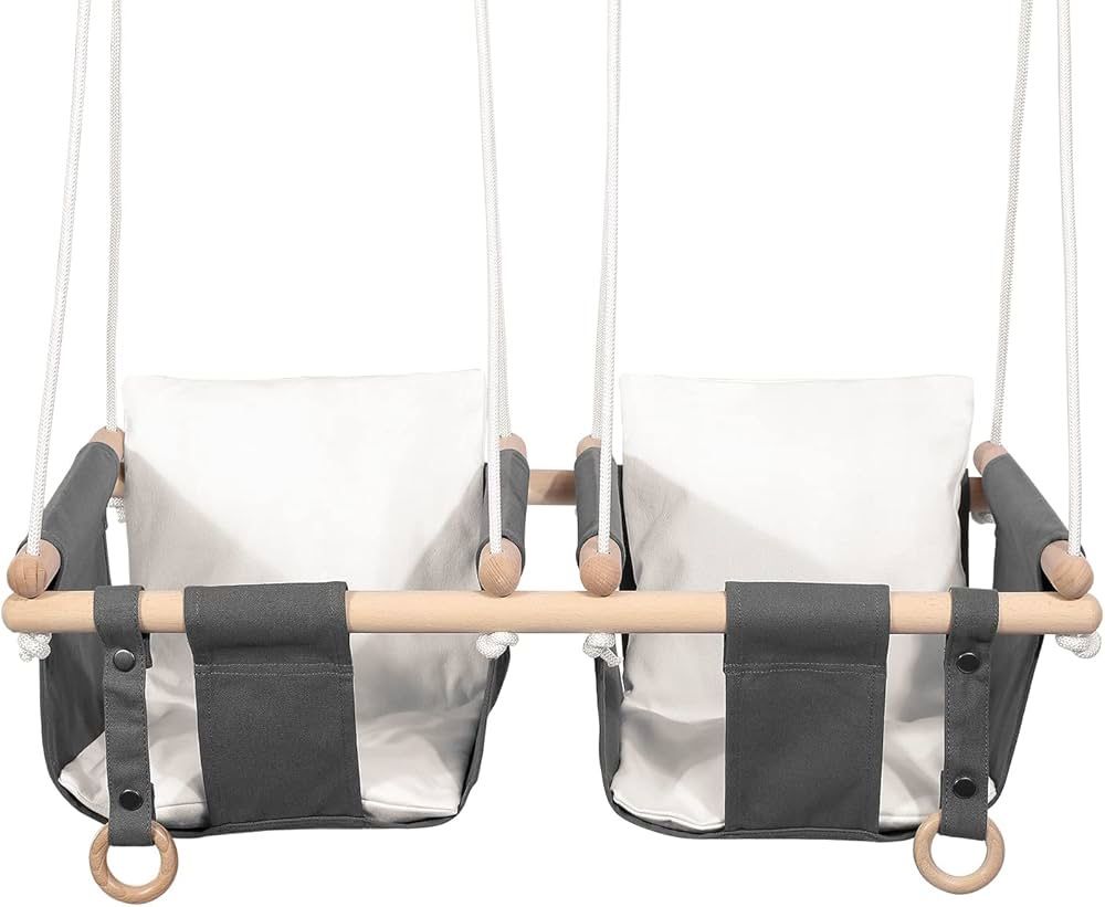 Twin Baby Canvas Swing Double Kids Toddler Hanging Swing
