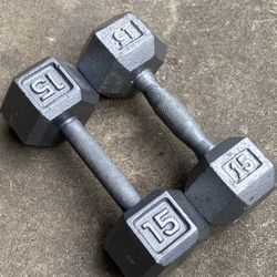 Pair Of 15 LB Dumbbells 