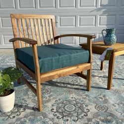 Teak Club Chair and Table 