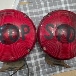 Vintage Bus / Truck Lighted STOP Light- Lens and Housing unit - set of 2