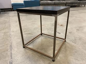 Square Open Frame End Table with Black Wood Top