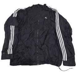 Vinatge Adidas Black / White Striped Arm Pocket Windbreaker Jacket Size Mens Xlarge 