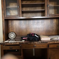 Beautiful desk and credenza, dark in color with