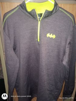 Batman mens sweater grey with neon yellow size large