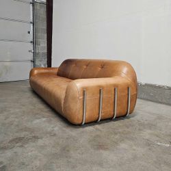 Mcm Chrome Leather Sofa Couch By cb2