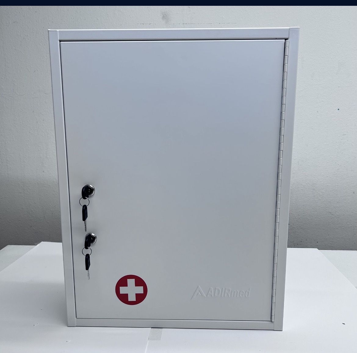 AdirMed Locking Medicine Cabinet Wall Mounted First Aid Cabinet with Lock, Lockable Wall Medicine Cabinet with Dual Lock and Dual Keys, 21" H x 16" W