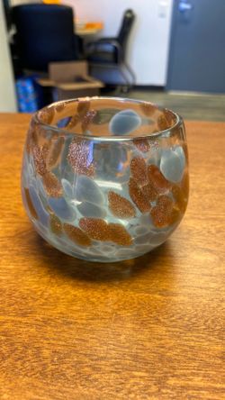 Light Blue/Sparkle Brown votive candle holder