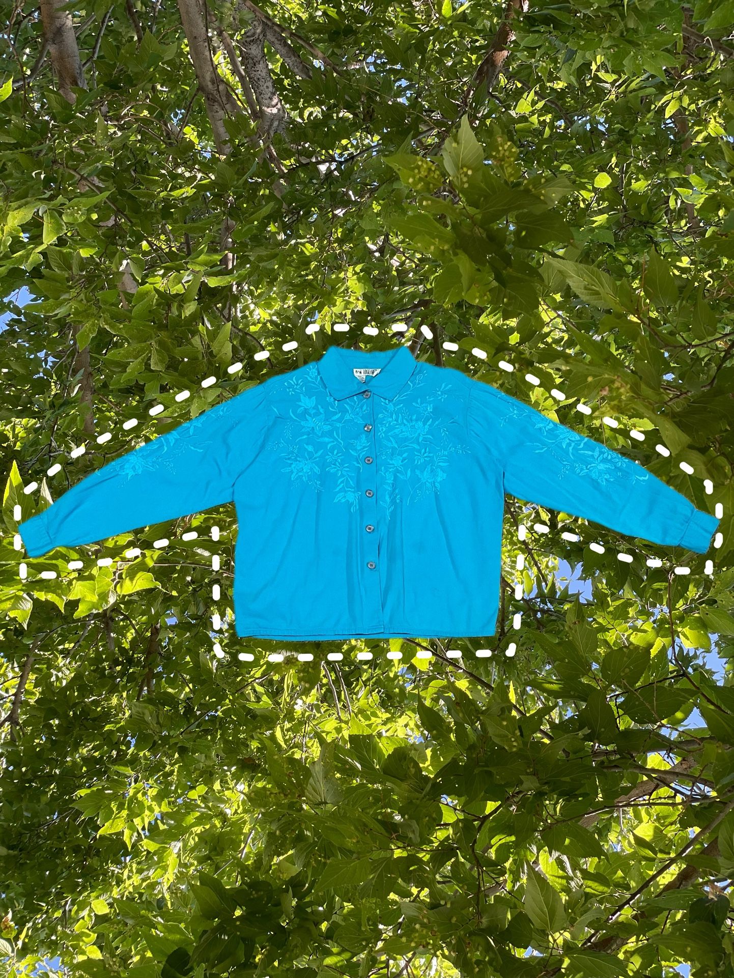 TOGETHER! Sky Blue Embroidered Button Up Dress Shirt