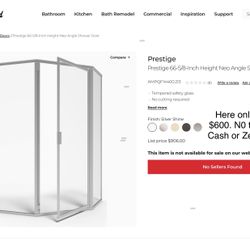 Hi everyone we have this corner shower door only no base for the base you have to order on American standard ,.,,.,.,.,.., if need wall we  have some 