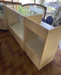 2 Glass Showcases 48”Lx17.5”Wx38”H- 24”Lx17.5”Wx38”H