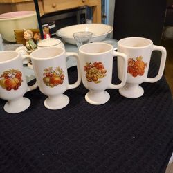 Vintage fruit patterns coffee cups