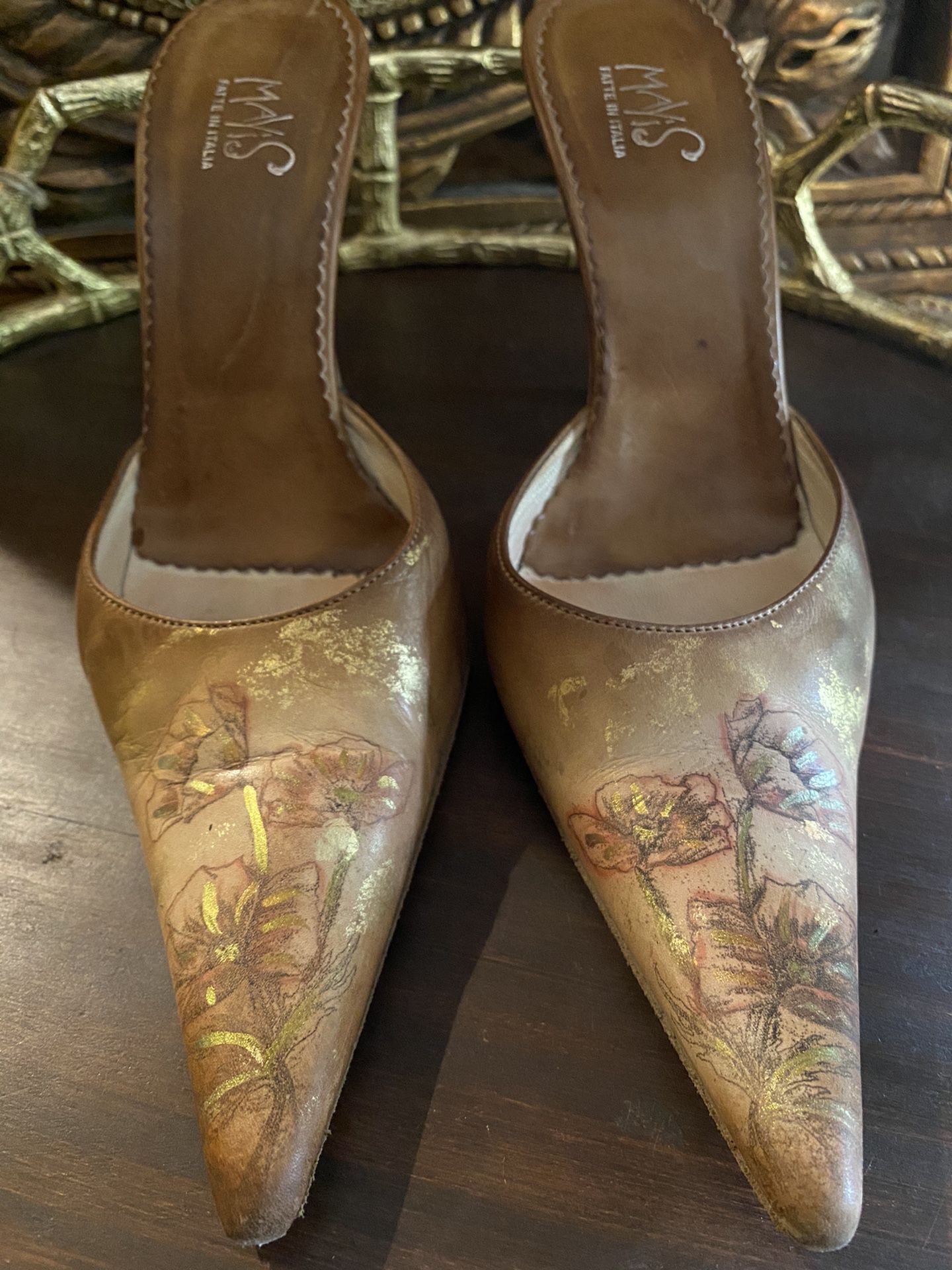 MAYIS Artist Designed Tan Leather Heels