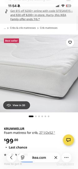 IKEA Crib Mattress - Cover washed And Disinfected