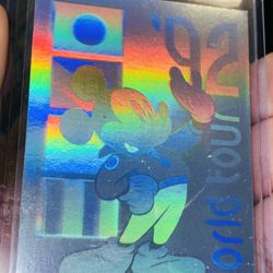 1992 Worl Tour Mickey Mouse Double Sided Hologram Card DISNEY Vintage