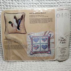 The Creative Circle embroidery kit # 0481 Magnificent Mallards  pillow 14" X 14" . New condition and smoke free home. 