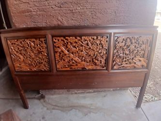 Beautiful wood headboard and night stands