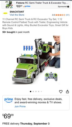 11 Channel RC Semi Truck & RC Excavator Toy Set
