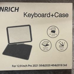 LENRICH iPad Pro 12.9 case with Keyboard 5th Generation 2021/4th Gen 2020/3rd Gen 2018 Backlit 7 Color Trackpad,Magnetic Pencil Holder Tablet 
