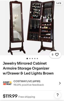 Jewelry Mirrored Cabinet Armoire