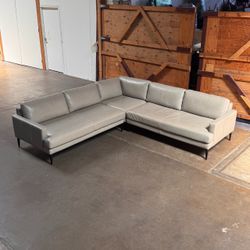 West Elm Leather Andes Sectional Couch Sofa