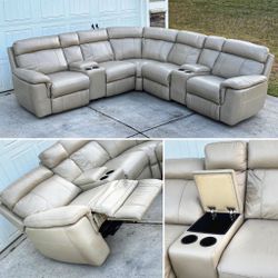 Leather Sectional Power Recliner 