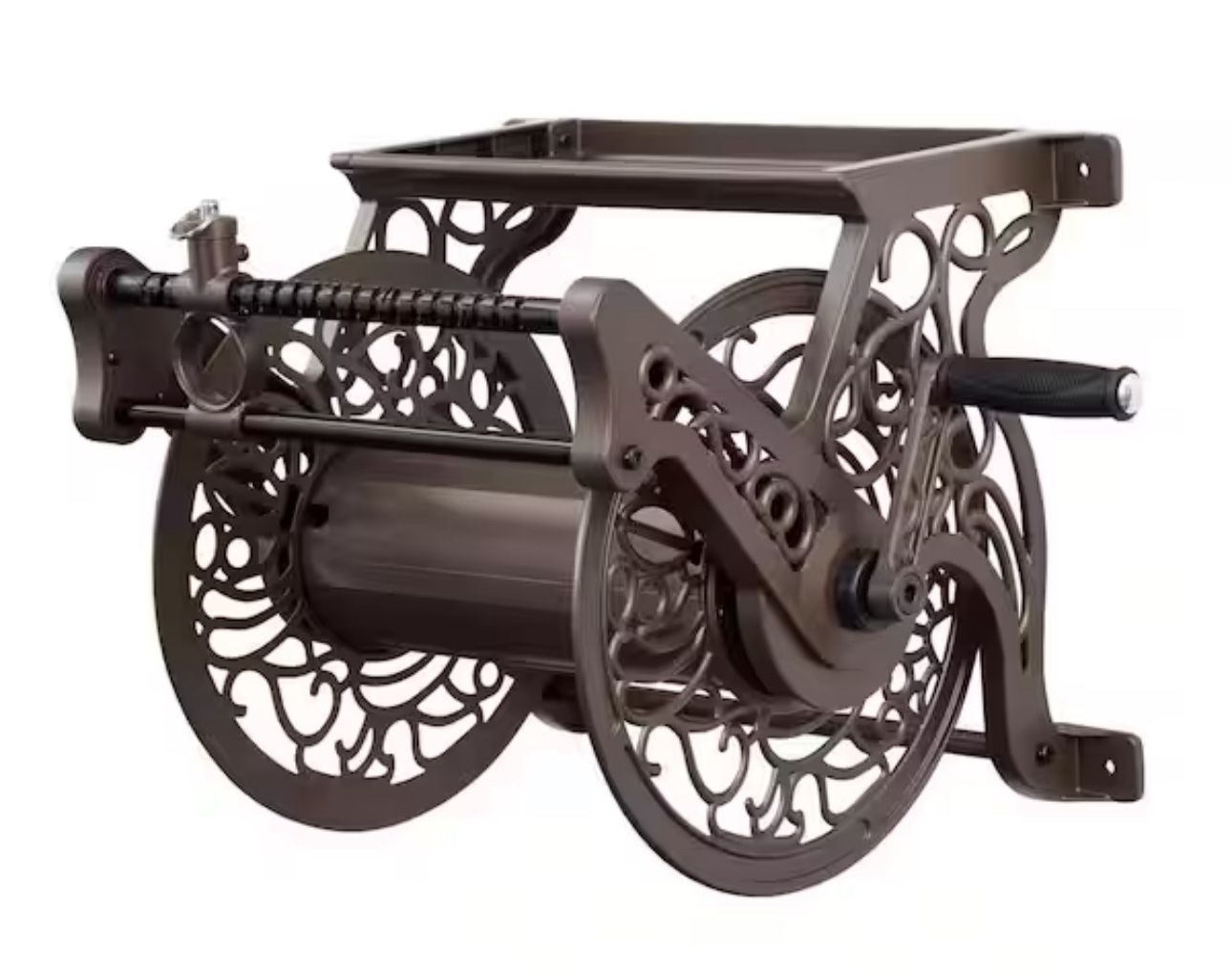 125 ft. Bronze Aluminum w/Hose Guide Wall Mounted Garden Hose Reel