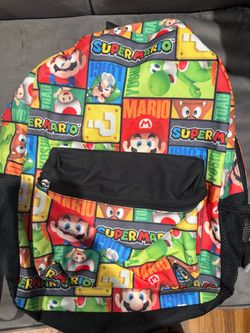 Bioworld Nintendo Mario’s World All Over Print 16" Large Backpack Multi Pockets