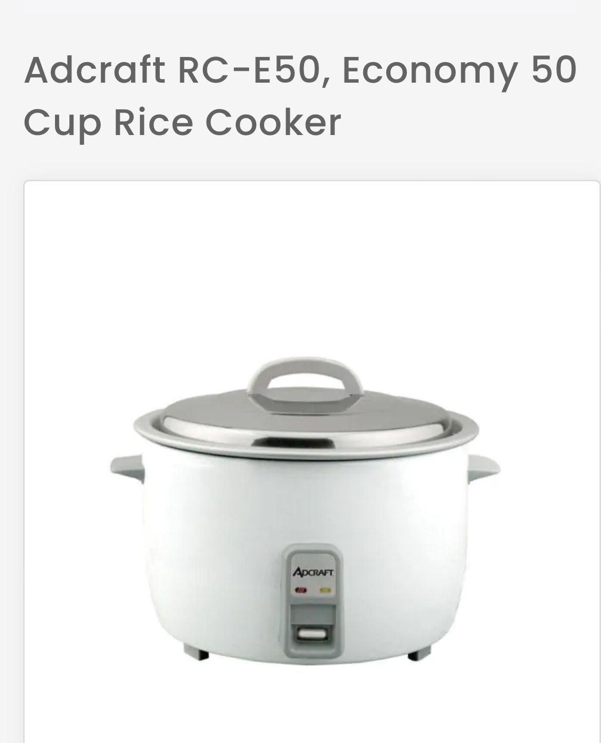 RICE COOKER Adcraft RC-E50, Economy 50 Cup