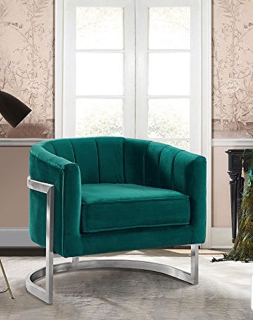 New Armen Living Kamila Modern Green Velvet Accent Chair Home & Garden