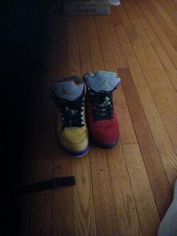 Red And Yellow Jordans 5s 