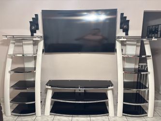 3-Piece Modern Glass and Chrome Entertainment Center Set