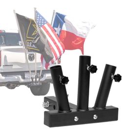 Stark USA Hitch Mount 3 Flag Pole Holder with 2-Inch Hitch, Quick Install Trailer Flag Mount, Suitable for Jeep, Trailers, Trucks, SUVs, RVs and Picku