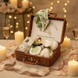 Floral Tea Gift Basket: Porcelain Teacup, Aroma Stone & Teddy Towel