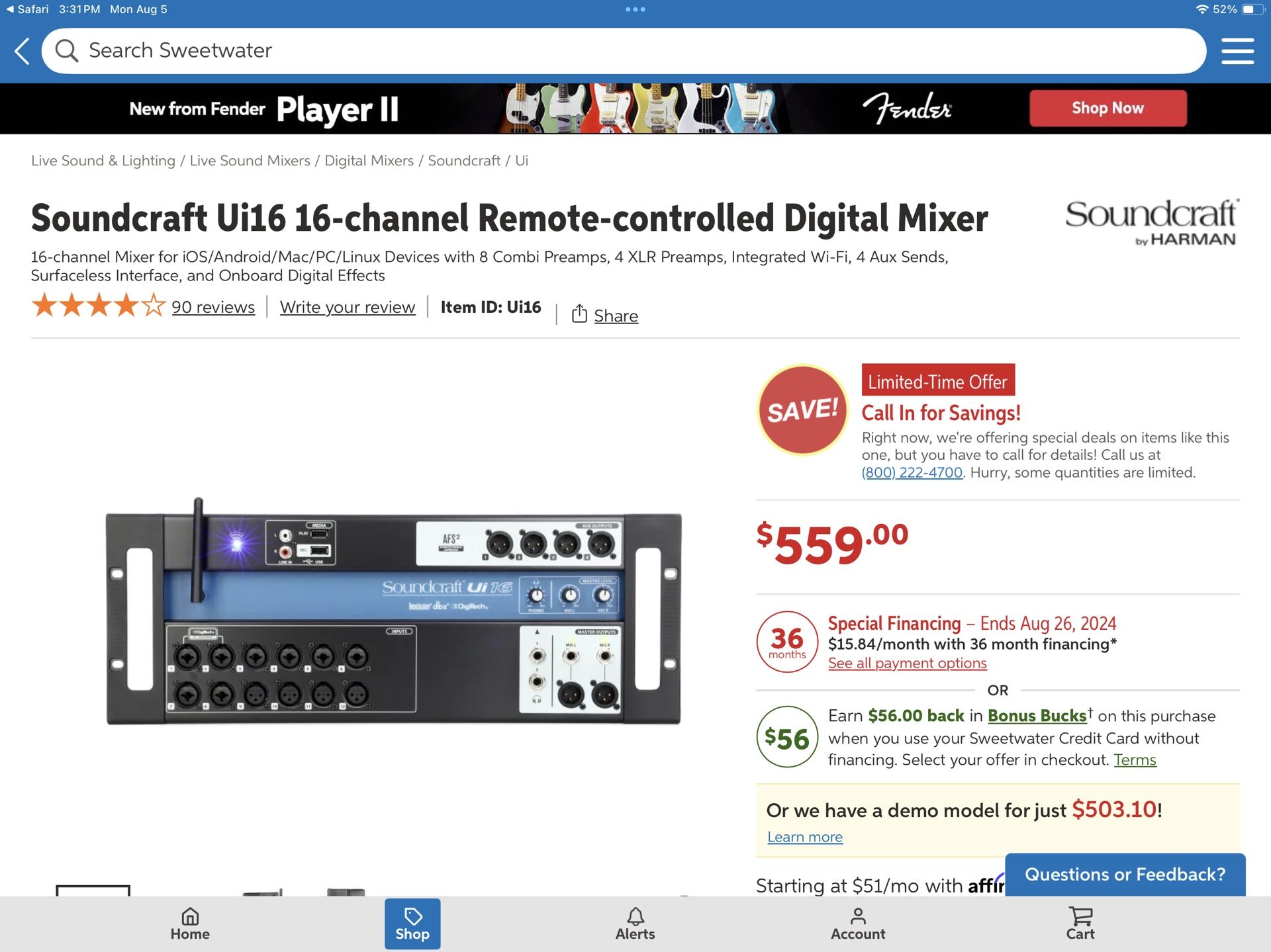 Soundcraft UI 16 Digital Rack Mixer