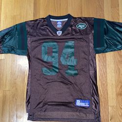Reebok Dark Gray New York Jets John Abraham On Field Jersey Adult Size M