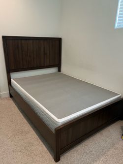 Living Spaces Brown Full Size Bed Frame + Box Spring