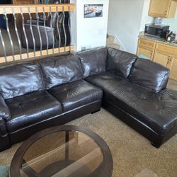 Dark Brown Leather Sectional Sofa 9'  X 7'
