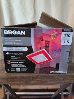 Broan Sensonic (SPK110RGBL) 110 CFM Bath Exhaust Fan LED light Bluetooth speaker