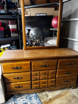 Wood Dresser with Mirror